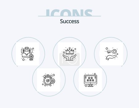 Illustration for Sucess Line Icon Pack 5 Icon Design. seo. review. watch. rating. reward - Royalty Free Image