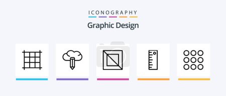Illustration for Design Line 5 Icon Pack Including . print. stack. Creative Icons Design - Royalty Free Image