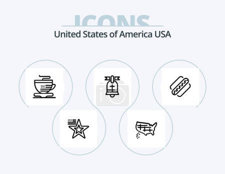 Ilustración de Usa Line Icon Pack 5 Icon Design. american. usa. america. american. file - Imagen libre de derechos