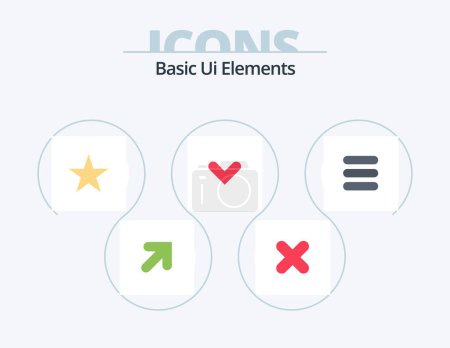 Ilustración de Basic Ui Elements Flat Icon Pack 5 Icon Design. . task. star. list. direction - Imagen libre de derechos