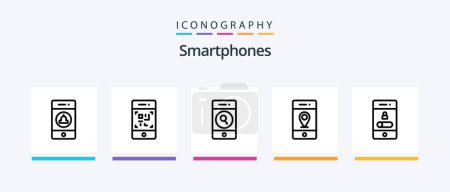 Téléchargez les illustrations : Smartphones Line 5 Icon Pack Including application. smartphone. store. mobile. recycle. Creative Icons Design - en licence libre de droit