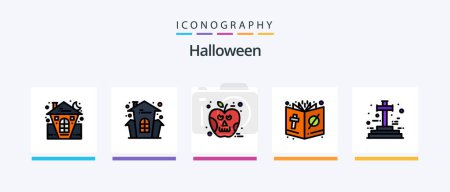 Illustration for Halloween Line Filled 5 Icon Pack Including halloween. halloween. avatar. ghoul. scary. Creative Icons Design - Royalty Free Image