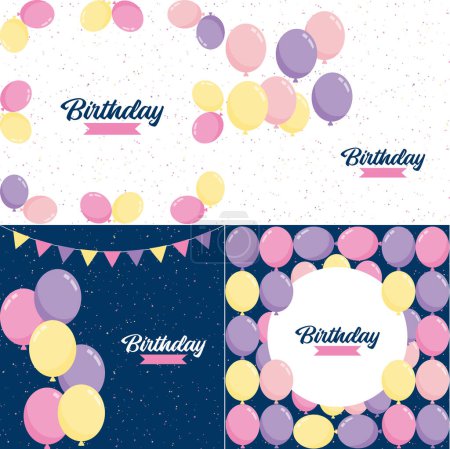 Téléchargez les illustrations : Happy Birthday text with a shiny. metallic finish and abstract background - en licence libre de droit