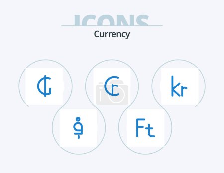 Illustration for Currency Blue Icon Pack 5 Icon Design. currency. money. currency. currency. cruzeiro - Royalty Free Image