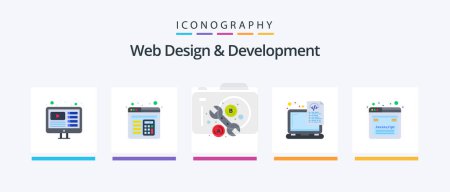 Illustration for Web Design And Development Flat 5 Icon Pack Including javascript. design. tool. coding. files. Creative Icons Design - Royalty Free Image