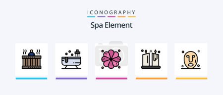 Téléchargez les illustrations : Spa Element Line Filled 5 Icon Pack Including mask. spa. effect. sauna. bucket. Creative Icons Design - en licence libre de droit