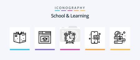 Ilustración de School And Learning Line 5 Icon Pack Including board. education. education. e-learning. book. Creative Icons Design - Imagen libre de derechos