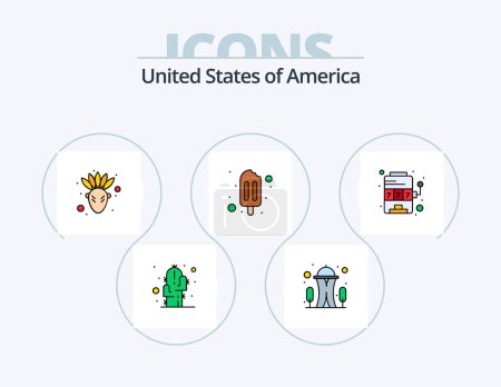 Téléchargez les illustrations : Usa Line Filled Icon Pack 5 Icon Design. . officer. achievement. man. popsicle - en licence libre de droit