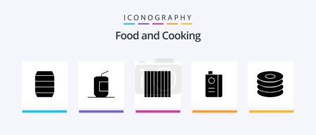 Téléchargez les illustrations : Food Glyph 5 Icon Pack Including dish. fruit. food. food. and. Creative Icons Design - en licence libre de droit