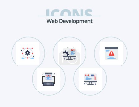 Illustration for Web Development Flat Icon Pack 5 Icon Design. error. development. development. web. service - Royalty Free Image