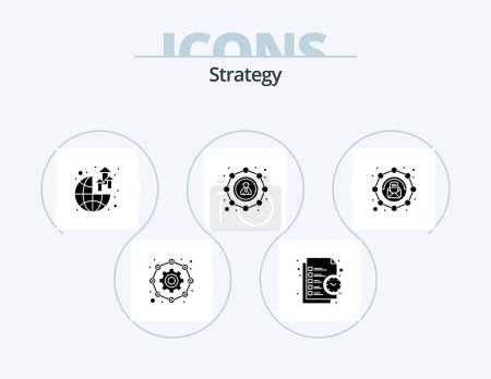Téléchargez les illustrations : Strategy Glyph Icon Pack 5 Icon Design. affiliate. sharing. time. seo. profit - en licence libre de droit