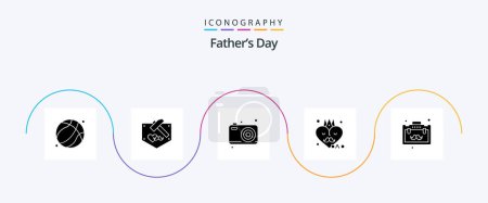 Ilustración de Fathers Day Glyph 5 Icon Pack Including business. fathers day. dad. father. accessories - Imagen libre de derechos