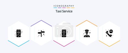 Ilustración de Taxi Service 25 Glyph icon pack including . taxi phone. taxi. taxi call. taxi - Imagen libre de derechos