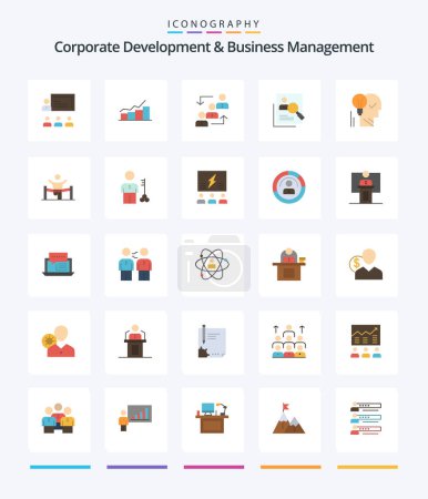 Ilustración de Creative Corporate Development And Business Management 25 Flat icon pack  Such As work. promotion. graph. ladder. advancement - Imagen libre de derechos