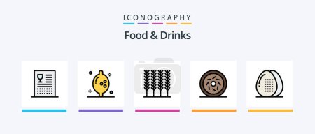 Ilustración de Food and Drinks Line Filled 5 Icon Pack Including food. pomegranate. food. meal. drinks. Creative Icons Design - Imagen libre de derechos