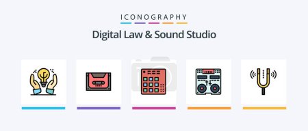 Illustration for Digital Law And Sound Studio Line Filled 5 Icon Pack Including development. audio. scratching. portable. device. Creative Icons Design - Royalty Free Image
