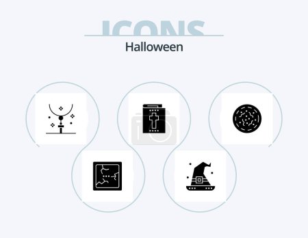 Ilustración de Halloween Glyph Icon Pack 5 Icon Design. spooky. halloween. easter. holiday. bible - Imagen libre de derechos