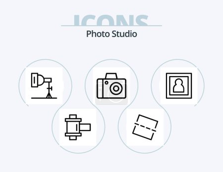 Téléchargez les illustrations : Photo Studio Line Icon Pack 5 Icon Design. . photo. photo. editing. power - en licence libre de droit