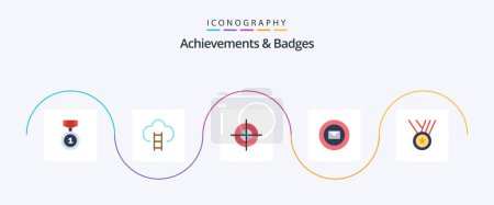 Ilustración de Achievements and Badges Flat 5 Icon Pack Including award. sharp. prize. ribbon. target - Imagen libre de derechos