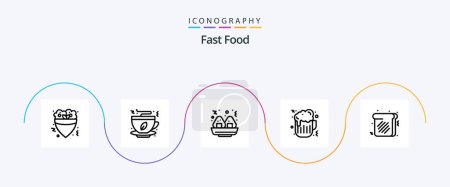 Téléchargez les illustrations : Fast Food Line 5 Icon Pack Including . food. food. sweet. food - en licence libre de droit