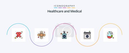 Illustration for Medical Line Filled Flat 5 Icon Pack Including laboratory. chemical. hand. services. medical - Royalty Free Image