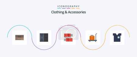 Illustration for Clothing and Accessories Flat 5 Icon Pack Including . shirt. baggage. fashion. clothes - Royalty Free Image