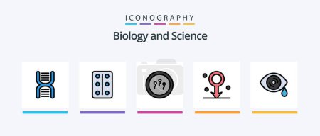Téléchargez les illustrations : Biology Line Filled 5 Icon Pack Including . laboratory. science. chemistry. biochemistry. Creative Icons Design - en licence libre de droit