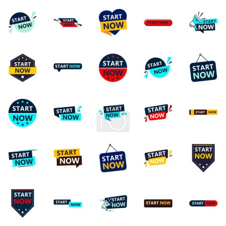 Illustration for Start Now 25 Unique Typographic Designs to stand out and drive initiations - Royalty Free Image
