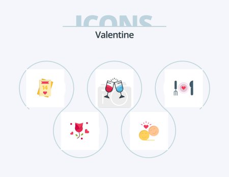 Illustration for Valentine Flat Icon Pack 5 Icon Design. love. valentines. love. valentine. emoji - Royalty Free Image