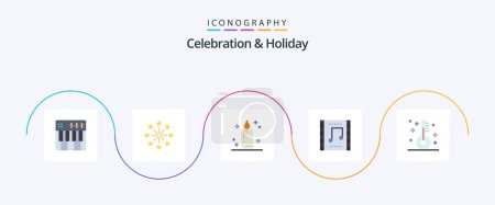 Illustration for Celebration and Holiday Flat 5 Icon Pack Including christmas. music concert. independence day. music. celebration - Royalty Free Image