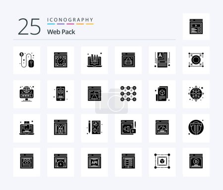Illustration for Web Pack 25 Solid Glyph icon pack including web lock. page lock. web. information security. laptop - Royalty Free Image