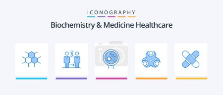 Illustration for Biochemistry And Medicine Healthcare Blue 5 Icon Pack Including aid. medical. health. biological. search. Creative Icons Design - Royalty Free Image