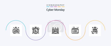 Illustration for Cyber Monday Line 5 Icon Pack Including sign. holding. limited. cyber. eshop sale - Royalty Free Image
