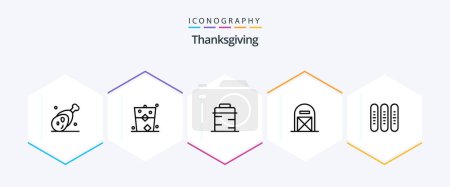 Illustration for Thanks Giving 25 Line icon pack including pilgrim. barn. glass. agriculture. thanks - Royalty Free Image