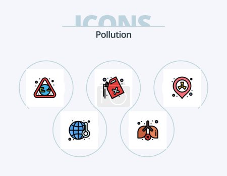 Ilustración de Pollution Line Filled Icon Pack 5 Icon Design. waste. radioactive. pollution. pollution. waste - Imagen libre de derechos