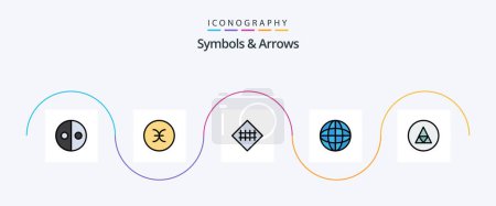 Illustration for Symbols and Arrows Line Filled Flat 5 Icon Pack Including rune. worldwide. fence. shipping. road symbols - Royalty Free Image