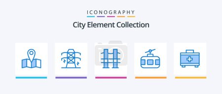 Illustration for City Element Collection Blue 5 Icon Pack Including first aid. travel. journey. tourism. journey. Creative Icons Design - Royalty Free Image