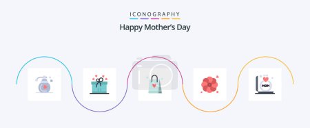 Téléchargez les illustrations : Happy Mothers Day Flat 5 Icon Pack Including . mother. love. mom. ring - en licence libre de droit