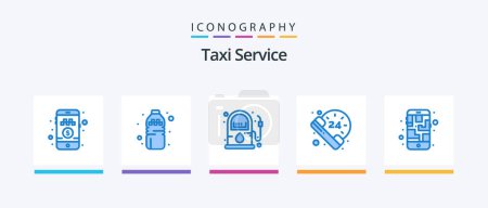 Ilustración de Taxi Service Blue 5 Icon Pack Including route. mobile. gas. map. call. Creative Icons Design - Imagen libre de derechos