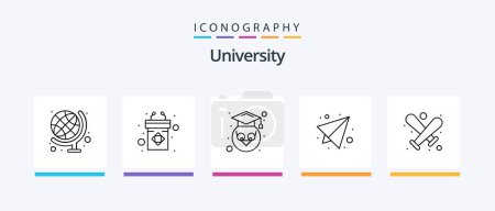 Illustration for University Line 5 Icon Pack Including bat. student. podium. school. owl. Creative Icons Design - Royalty Free Image