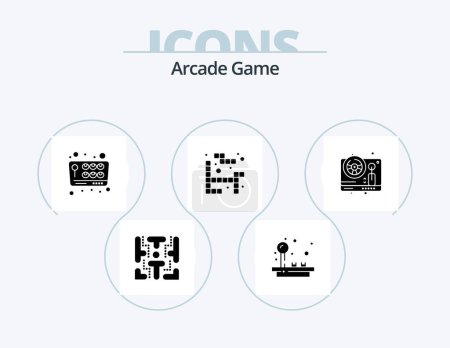Ilustración de Arcade Glyph Icon Pack 5 Icon Design. game. steering. joystick. play. tetris - Imagen libre de derechos