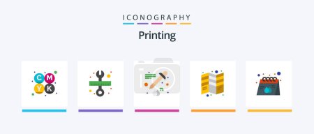 Illustration for Printing Flat 5 Icon Pack Including paper. advertisement. dropper. tri. fold. Creative Icons Design - Royalty Free Image