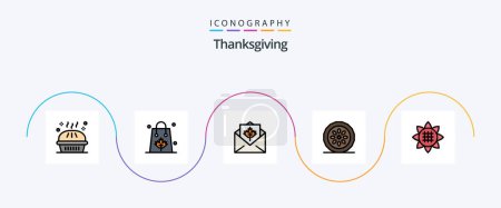 Ilustración de Thanksgiving Line Filled Flat 5 Icon Pack Including food. cake. shopping. thanksgiving. greetings - Imagen libre de derechos