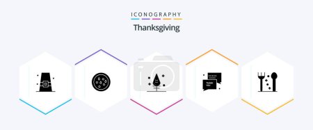 Illustration for Thanks Giving 25 Glyph icon pack including thanksgiving. cutlery. feather. sms. you - Royalty Free Image
