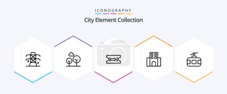 Illustration for City Element Collection 25 Line icon pack including travel . hotel . tree. apartment . journey - Royalty Free Image