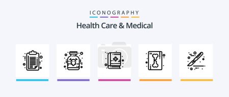 Téléchargez les illustrations : Health Care And Medical Line 5 Icon Pack Including pulse. health. band. tablet. medical. Creative Icons Design - en licence libre de droit