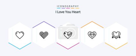 Illustration for Heart 25 Line icon pack including like. love. heart. heart. tick - Royalty Free Image
