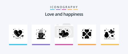 Téléchargez les illustrations : Love Glyph 5 Icon Pack Including outdoor. rosebud. hearts. rose. heart. Creative Icons Design - en licence libre de droit
