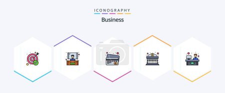 Illustration for Business 25 FilledLine icon pack including working. consulting. credit card. chat. finance - Royalty Free Image