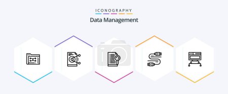 Illustration for Data Management 25 Line icon pack including . search . share . file . - Royalty Free Image